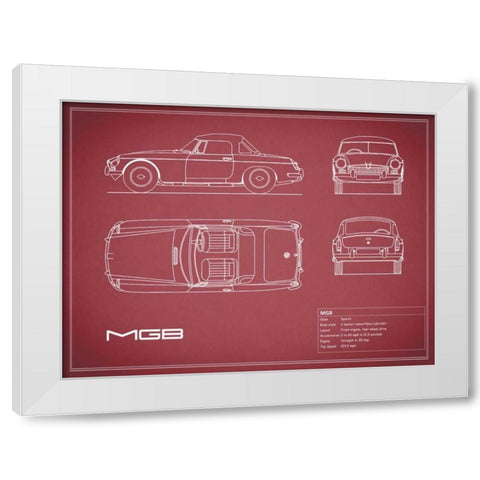 MGB-Maroon White Modern Wood Framed Art Print by Rogan, Mark