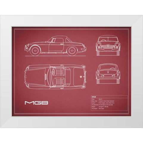 MGB-Maroon White Modern Wood Framed Art Print by Rogan, Mark
