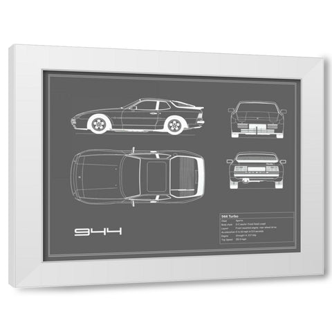 Porsche 944 Turbo-Grey White Modern Wood Framed Art Print by Rogan, Mark