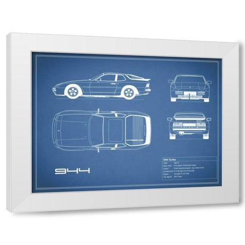 Porsche 944 Turbo-Blue White Modern Wood Framed Art Print by Rogan, Mark
