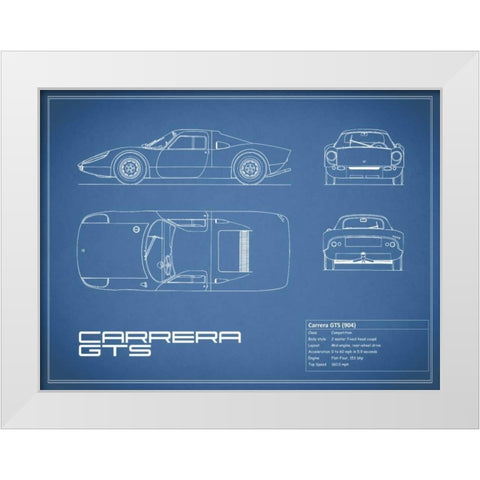 Porsche Carrera GTS-Blue White Modern Wood Framed Art Print by Rogan, Mark