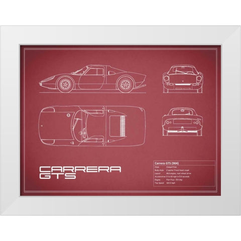 Porsche Carrera GTS-Maroon White Modern Wood Framed Art Print by Rogan, Mark