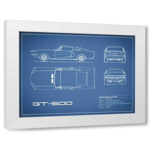 Shelby Mustang GT500-Blue White Modern Wood Framed Art Print by Rogan, Mark