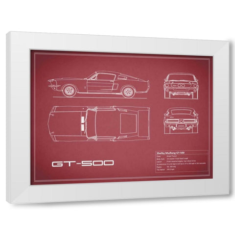 Shelby Mustang GT500-Maroon White Modern Wood Framed Art Print by Rogan, Mark