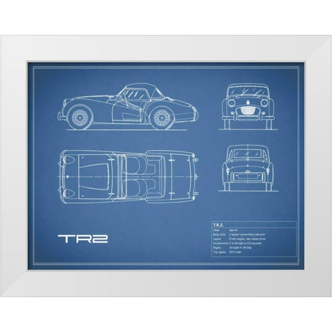 Triumph TR2-Blue White Modern Wood Framed Art Print by Rogan, Mark