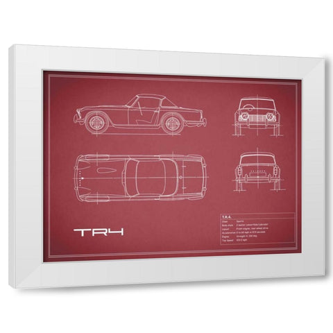 Triumph TR4-Maroon White Modern Wood Framed Art Print by Rogan, Mark