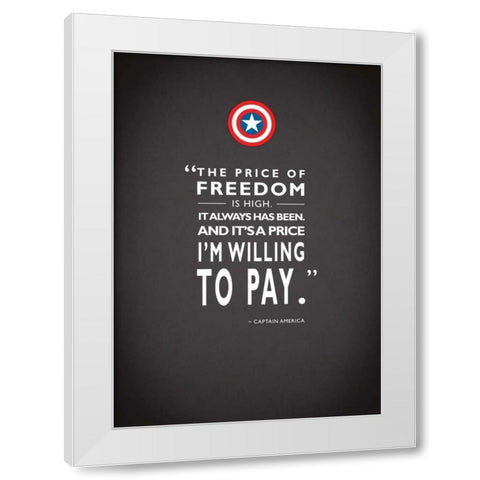 Capt America Quote White Modern Wood Framed Art Print by Rogan, Mark