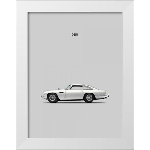 Aston DB5 1965 White Modern Wood Framed Art Print by Rogan, Mark