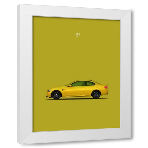 BMW M3 E92 Yellow White Modern Wood Framed Art Print by Rogan, Mark
