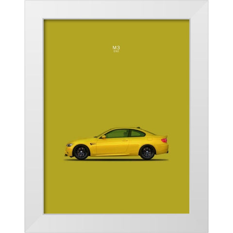 BMW M3 E92 Yellow White Modern Wood Framed Art Print by Rogan, Mark