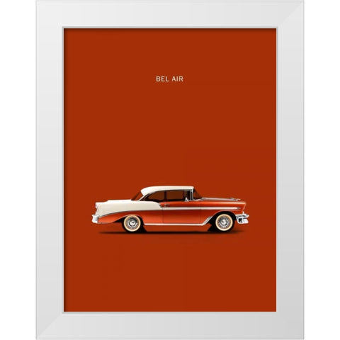 Chev Belair 56 White Modern Wood Framed Art Print by Rogan, Mark