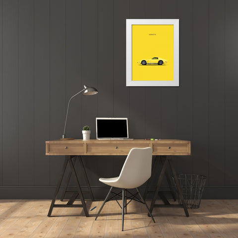 Chev Corvette Yellow White Modern Wood Framed Art Print by Rogan, Mark