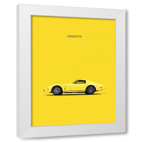 Chev Corvette Yellow White Modern Wood Framed Art Print by Rogan, Mark