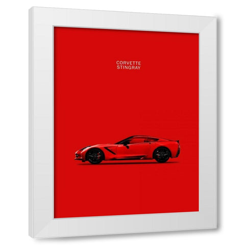 Chev Corvette-Stingray Red White Modern Wood Framed Art Print by Rogan, Mark