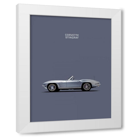 Corvette 1965 Grey White Modern Wood Framed Art Print by Rogan, Mark
