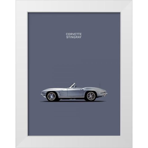 Corvette 1965 Grey White Modern Wood Framed Art Print by Rogan, Mark