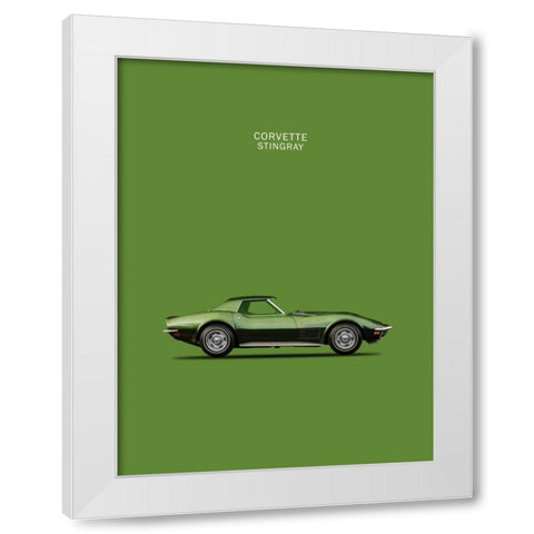 Corvette Stingray 1970 Green White Modern Wood Framed Art Print by Rogan, Mark