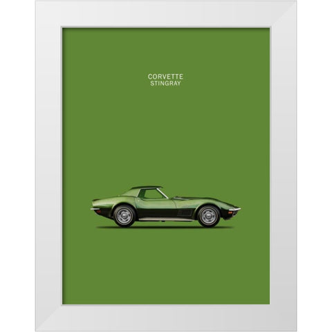 Corvette Stingray 1970 Green White Modern Wood Framed Art Print by Rogan, Mark