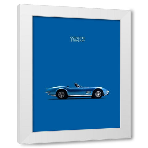 Corvette Stingray Blue White Modern Wood Framed Art Print by Rogan, Mark