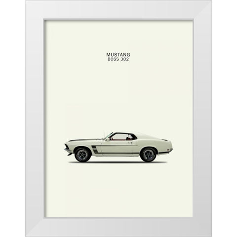 Ford Mustang Boss302 1969 White Modern Wood Framed Art Print by Rogan, Mark