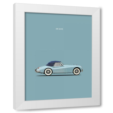 Jaguar XK140 Blue White Modern Wood Framed Art Print by Rogan, Mark