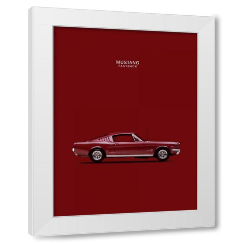 Mustang Fastback 65 White Modern Wood Framed Art Print by Rogan, Mark