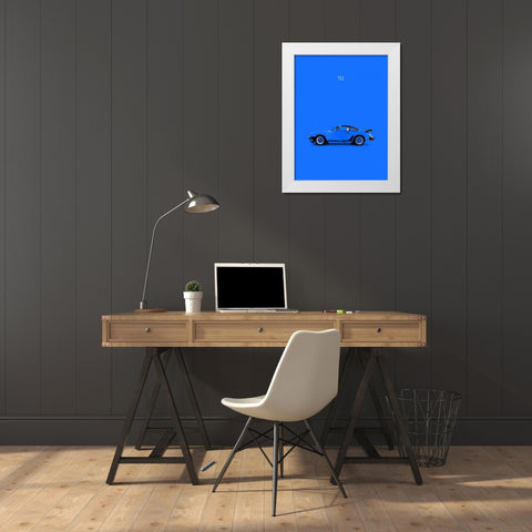 Porsche 911 Turbo Blue White Modern Wood Framed Art Print by Rogan, Mark