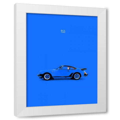 Porsche 911 Turbo Blue White Modern Wood Framed Art Print by Rogan, Mark