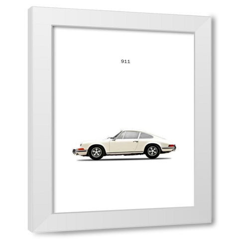 Porsche 911E 1968 White White Modern Wood Framed Art Print by Rogan, Mark