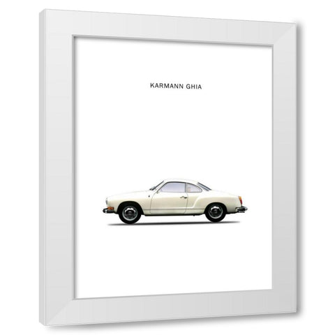VW Karmann Ghia 1970 White White Modern Wood Framed Art Print by Rogan, Mark