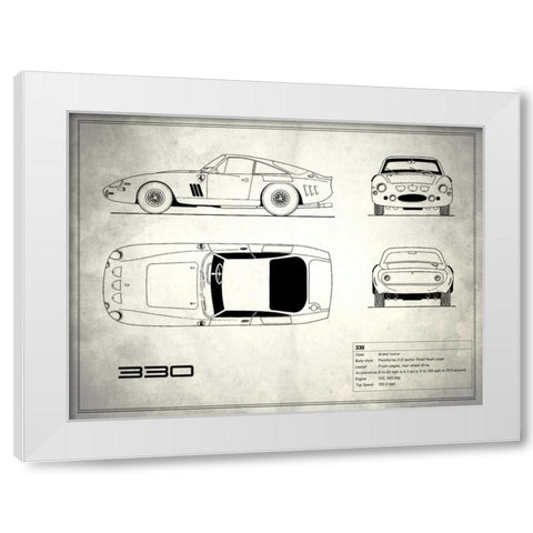 Ferrari 330 White White Modern Wood Framed Art Print by Rogan, Mark
