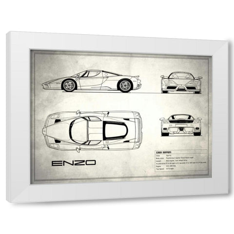 Ferrari Enzo White White Modern Wood Framed Art Print by Rogan, Mark
