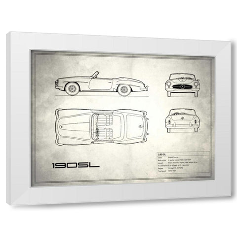 Mercedes 190-SL White White Modern Wood Framed Art Print by Rogan, Mark