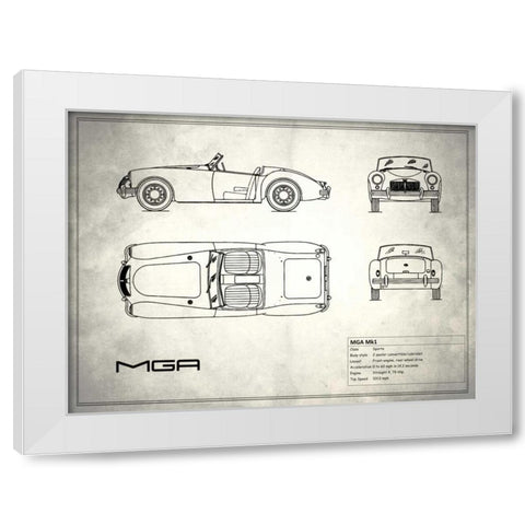 MG MGA White White Modern Wood Framed Art Print by Rogan, Mark