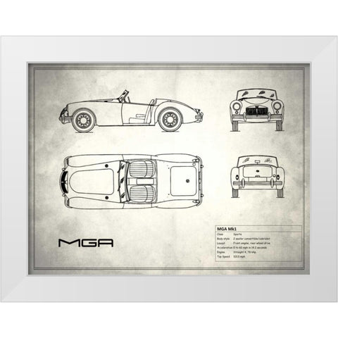 MG MGA White White Modern Wood Framed Art Print by Rogan, Mark