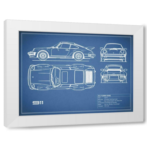 Porsche 911-Turbo 1977 Red White Modern Wood Framed Art Print by Rogan, Mark