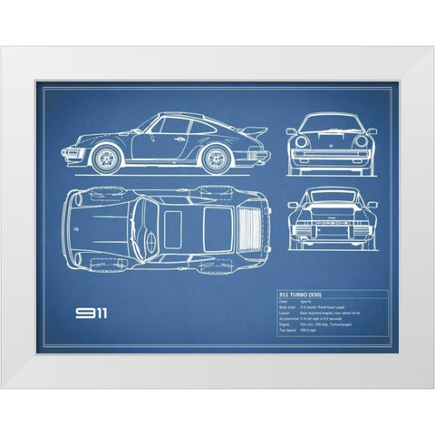 Porsche 911-Turbo 1977 Red White Modern Wood Framed Art Print by Rogan, Mark