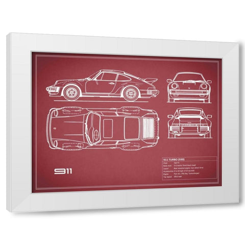 Porsche 911-Turbo 1977 White White Modern Wood Framed Art Print by Rogan, Mark