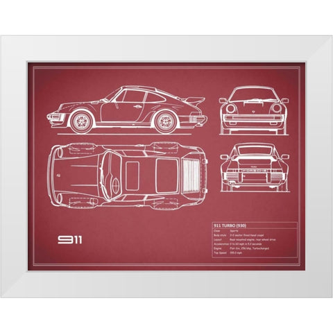 Porsche 911-Turbo 1977 White White Modern Wood Framed Art Print by Rogan, Mark