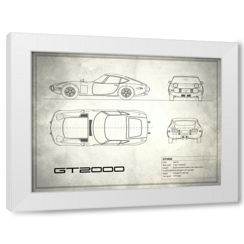 Toyota GT2000 White White Modern Wood Framed Art Print by Rogan, Mark