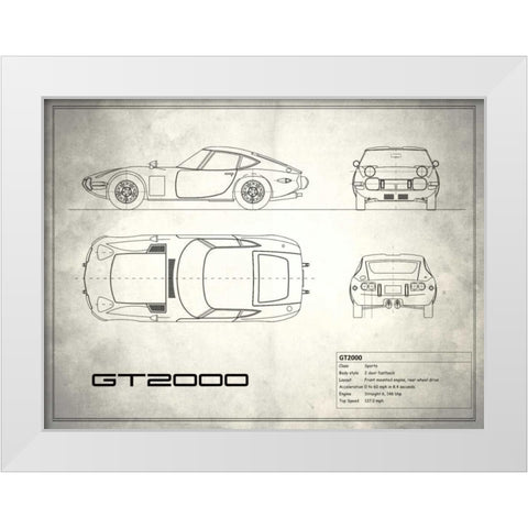Toyota GT2000 White White Modern Wood Framed Art Print by Rogan, Mark