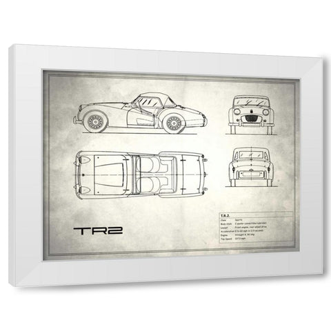Triumph TR2 White White Modern Wood Framed Art Print by Rogan, Mark