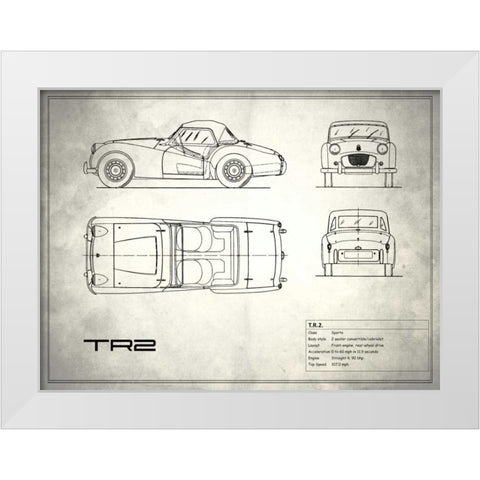Triumph TR2 White White Modern Wood Framed Art Print by Rogan, Mark