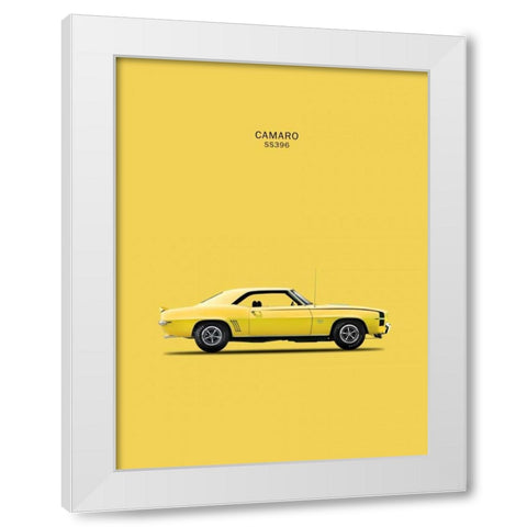 Chevy Camaro SS396 1969 White Modern Wood Framed Art Print by Rogan, Mark