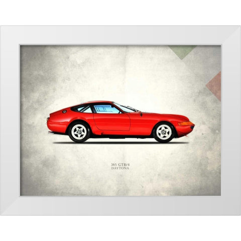 Ferrari 365 GTB-4 1969 White Modern Wood Framed Art Print by Rogan, Mark