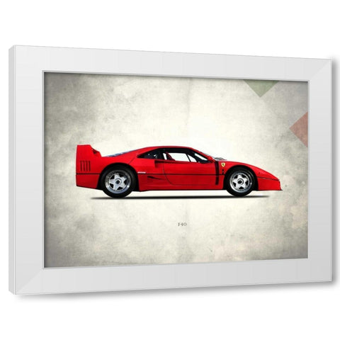 Ferrari F40 Berlinette 1992 White Modern Wood Framed Art Print by Rogan, Mark