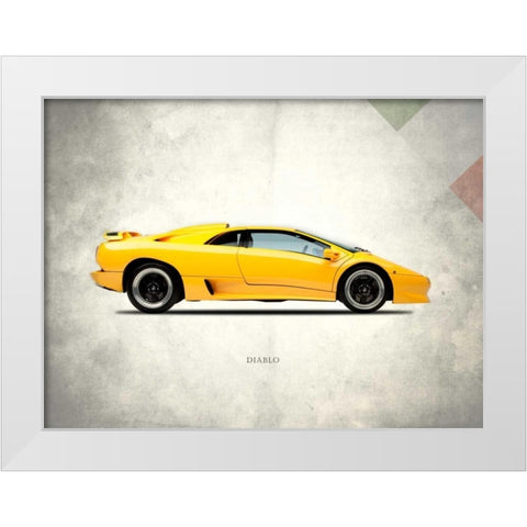 Lamborghini Diablo 1988 White Modern Wood Framed Art Print by Rogan, Mark