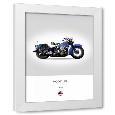 Harley Davidson Model EL 1948 White Modern Wood Framed Art Print by Rogan, Mark