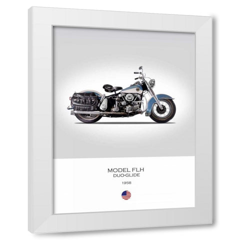 HD Model FLH Duo Glide 1958 White Modern Wood Framed Art Print by Rogan, Mark