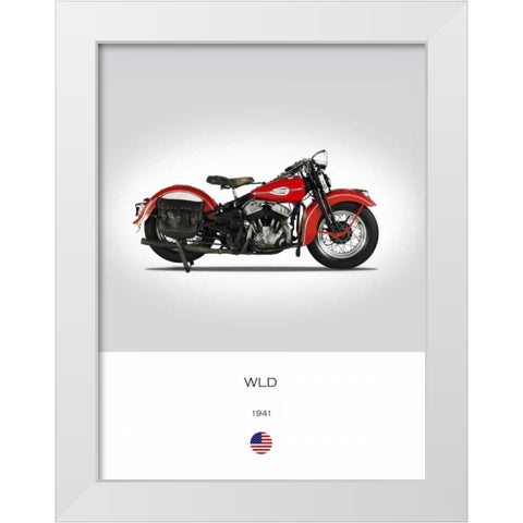 Harley Davidson WLD 1941 White Modern Wood Framed Art Print by Rogan, Mark